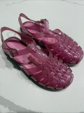 Mini Melissa Pink Glitter Jelly Sandals